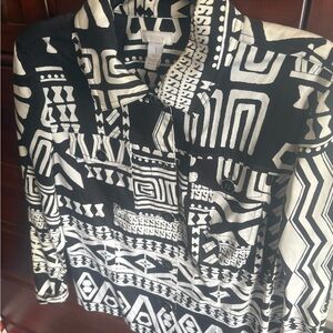 Chico's Black and White Geometric Jacket Size 1